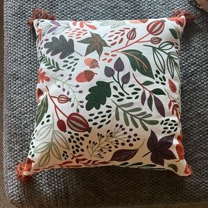 Festive Leaf Pattern Pillow with Tassels